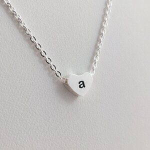 Jewelry necklace alphabet letter A silver tone heart love minimalist dainty new